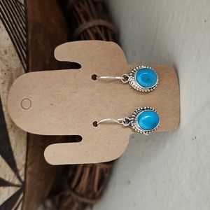 Gorgeous Handmade Native American Navajo Turquoise & Sterling Dangle Earrings 💙